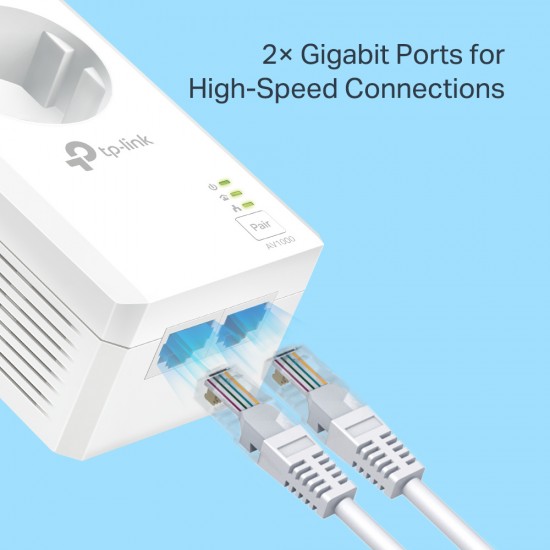 TP-LINK powerline kit TL-PA7027P KIT, passthrough, AV1000 1000Mbps, V1.0