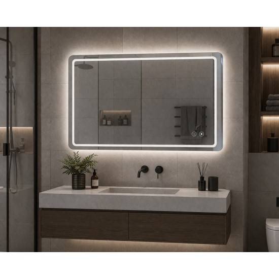 BRUNO καθρέφτης μπάνιου LED BRN-0285, οριζόντιος & κάθετος, 24W, 60x80cm, IP67