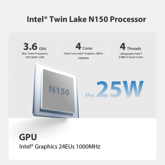 BEELINK mini PC Mini S13, Intel N150, 12GB, 512GB M.2, Windows 11 Pro