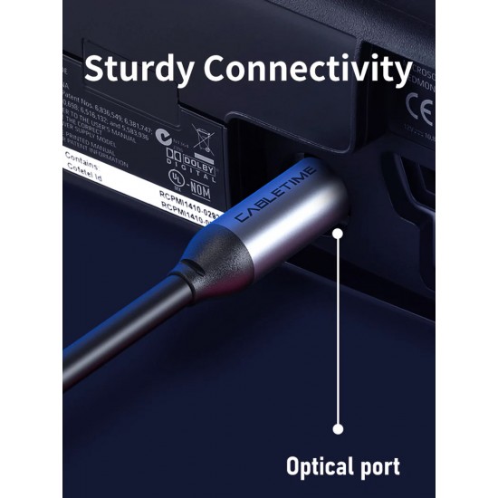 CABLETIME καλώδιο ήχου Toslink CT-AV380-P04GN, gold plated, 5mm, 2m, μαύρο