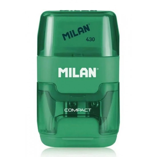 MILAN ξύστρα μολυβιών με κάδο & γόμα 1204703116, πράσινη