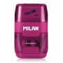 MILAN ξύστρα μολυβιών με κάδο & γόμα 1204703116, ροζ