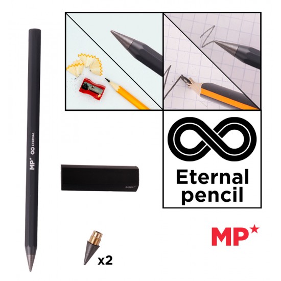 MP eternal μεταλλικό μολύβι PE560 με γόμα & 2x ανταλλακτικές μύτες, μαύρο