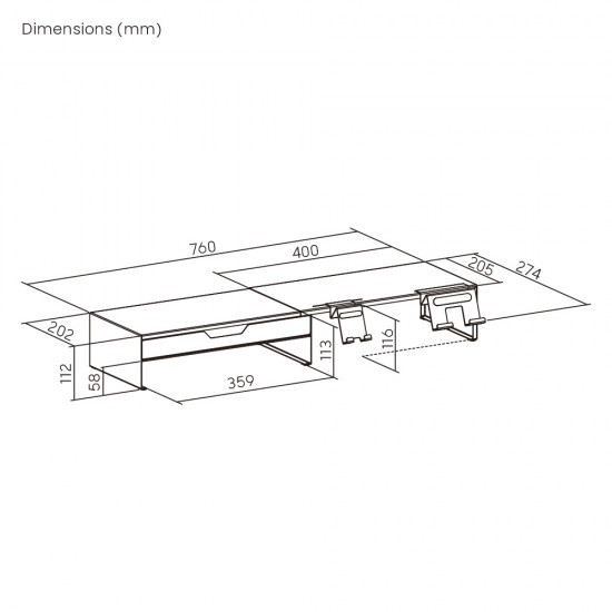 BRATECK επιτραπέζια βάση για οθόνη/laptop/smartphone/tablet STB-128-02 με συρτάρι, 13-32", έως 20kg, heavy duty, μαύρη