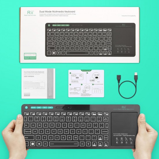 RIITEK ασύρματο πληκτρολόγιο Mini K18S με touchpad, RGB backlit, 2.4GHz & Bluetooth