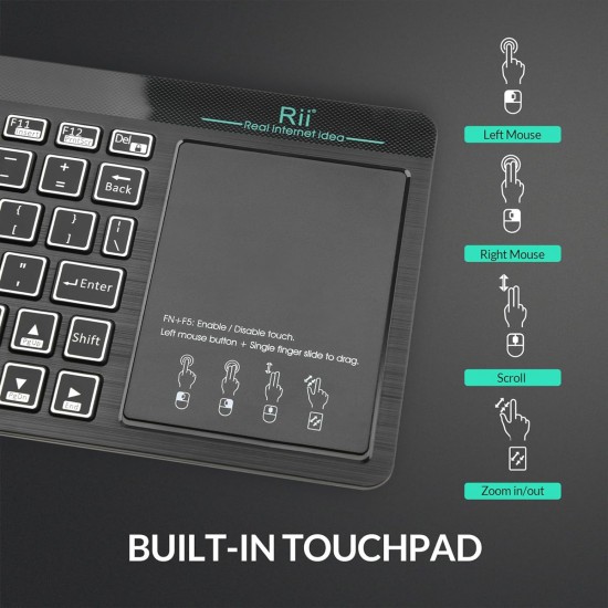 RIITEK ασύρματο πληκτρολόγιο Mini K18S με touchpad, RGB backlit, 2.4GHz & Bluetooth
