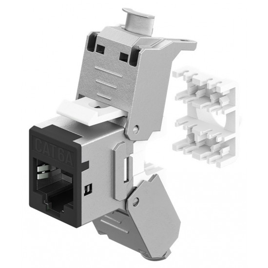 GOOBAY Keystone module RJ45 77943, CAT 6A STP, slim, toolfree, ασημί/μαύρο