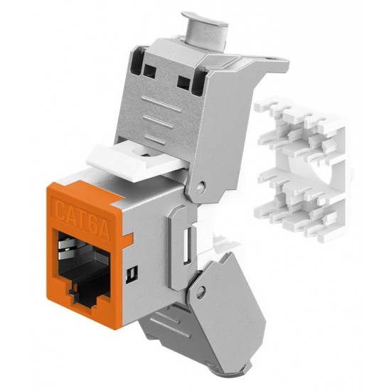 GOOBAY Keystone module RJ45 77947, CAT 6A STP, slim, toolfree, ασημί/πορτοκαλί