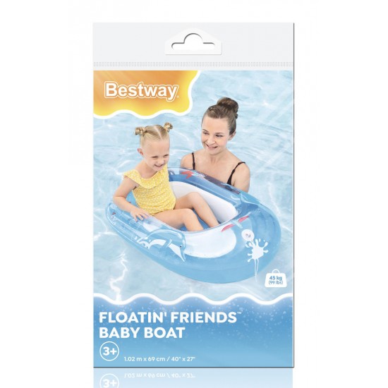 BESTWAY παιδική φουσκωτή βάρκα 34037, 102x69cm, Floatin Friends