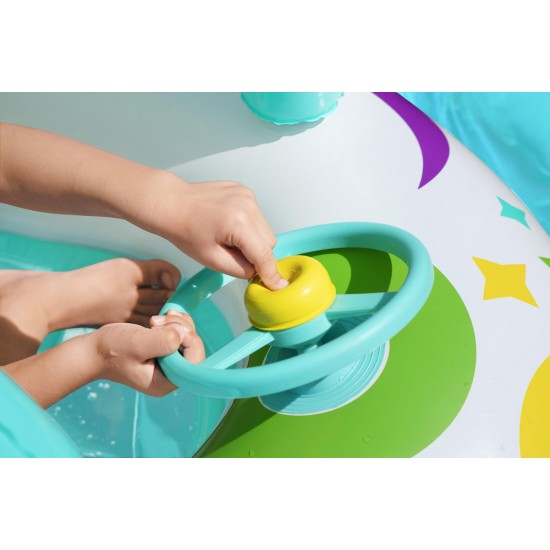 BESTWAY παιδική φουσκωτή βάρκα με σκίαστρο 34149, 107x112cm, Space Splash
