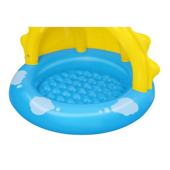 BESTWAY παιδική φουσκωτή πισίνα 52637 με σκίαστρο, 26lt, 101x97x71cm, μπλε/κίτρινη