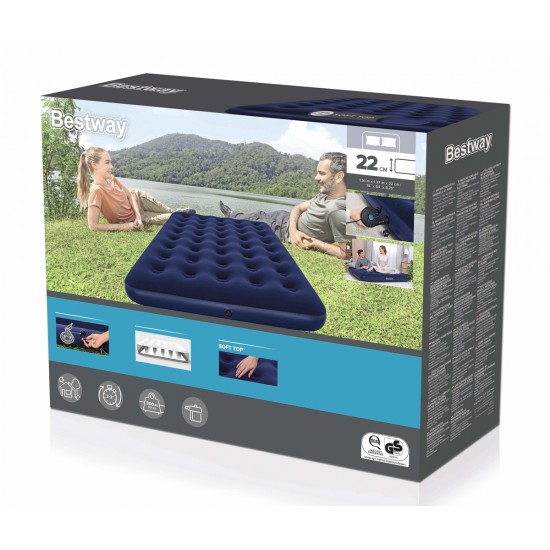 BESTWAY φουσκωτό στρώμα 67287 με ηλεκτρική τρόμπα, διπλό, 191x137x22cm, μπλε
