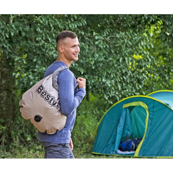 BESTWAY φουσκωτό στρώμα 67619 με 3 σε 1 τρόμπα/μαξιλάρι/τσάντα, μονό, 188x99x22cm, γκρι/πράσινο