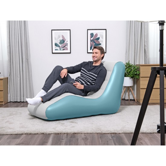 BESTWAY φουσκωτή πολυθρόνα 75127, 133x79x88cm, γαλάζια/λευκή