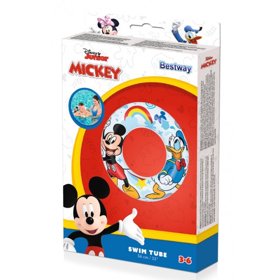 BESTWAY παιδικό σωσίβιο κουλούρα 91004, 56cm, 3-6 ετών, Mickey & Friends