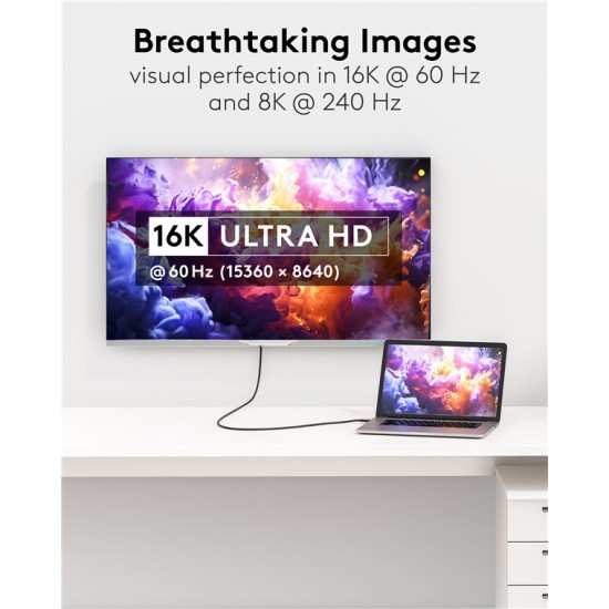 GOOBAY καλώδιο HDMI 2.2 80073, 16K/60Hz, 96 Gbps, 0.50m, μαύρο