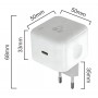 POWERTECH φορτιστής τοίχου PT-1581 με καλώδιο, USB-C, 40 έως 60W, GaN, AVS, λευκός