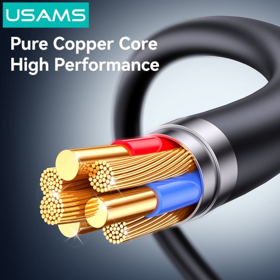 USAMS καλώδιο Lightning σε USB SJ778, 2.4A, 480Mbps, 1m, μαύρο