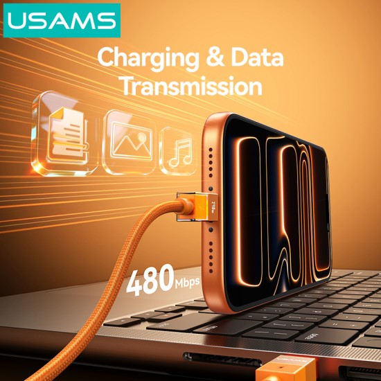 USAMS καλώδιο USB-C SJ775, 240W, 480Mbps, 1.2m, πορτοκαλί