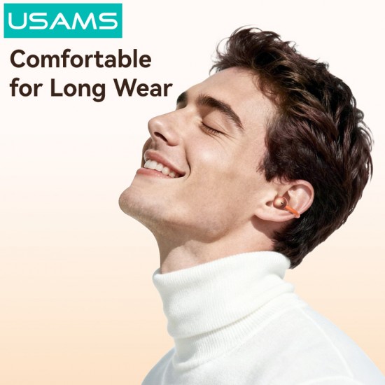 USAMS earphones με θήκη φόρτισης Echo R03, OWS, Φ11mm, 40/300mAh, πορτοκαλί
