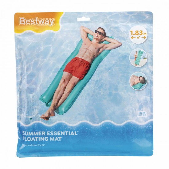 BESTWAY φουσκωτό στρώμα θαλάσσης 44007 με μαξιλάρι, 183x69cm, πράσινο