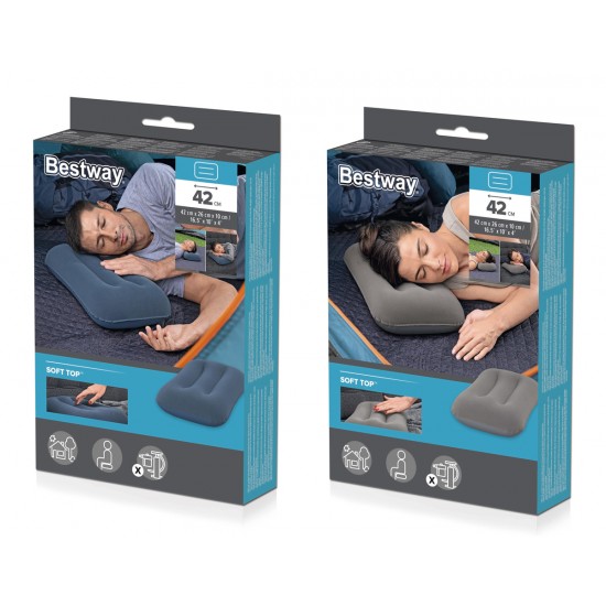 BESTWAY φουσκωτό μαξιλαράκι 67121, 42x26x10cm, διάφορα χρώματα, 1τμχ