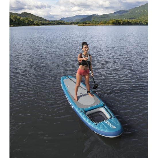 BESTWAY φουσκωτή σανίδα SUP Aqua Drifter View 6532H με διάφανο παράθυρο, 335x91.5x15cm, μπλε