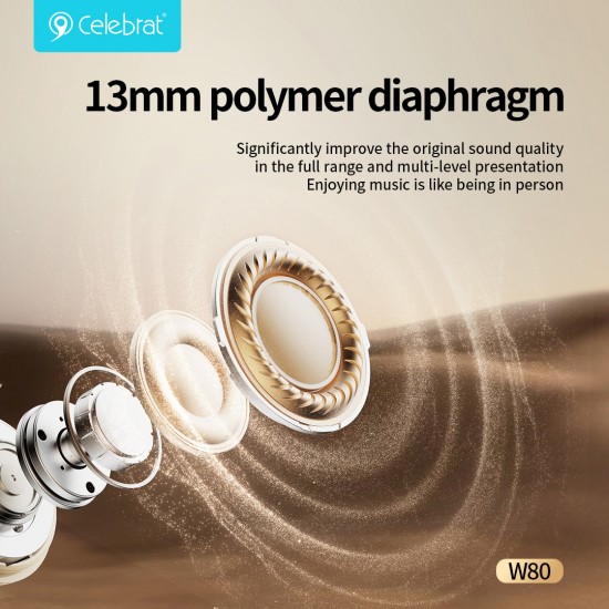CELEBRAT earphones με θήκη φόρτισης W80, True Wireless, 13mm, 30/230mAh, λευκά