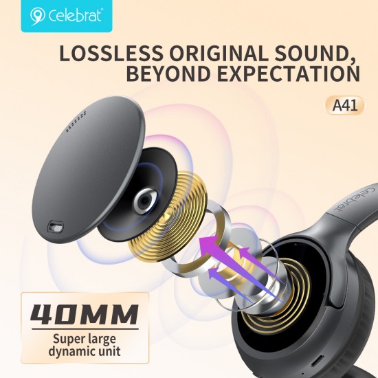 CELEBRAT headphones A41, ασύρματα & ενσύρματα, 40mm, 400mAh, ANC, μαύρα