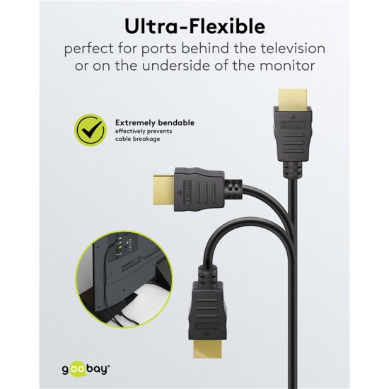 GOOBAY καλώδιο HDMI 80101 με Ethernet, soft, 4K/60Hz, 18 Gbps, 1m, μαύρο