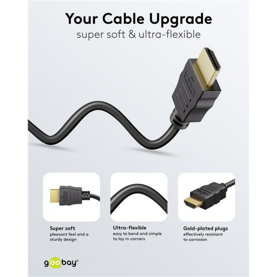 GOOBAY καλώδιο HDMI 80105 με Ethernet, soft, 4K/60Hz, 18 Gbps, 5m, μαύρο