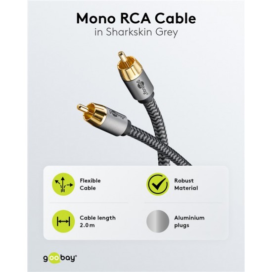 GOOBAY καλώδιο ήχου RCA σε RCA 65296, 2m, μαύρο/ασημί