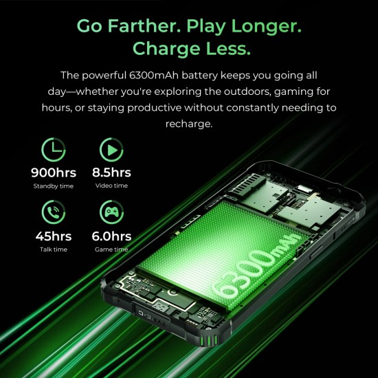 OUKITEL smartphone G5, 6", 4/256GB, 6300mAh, IP68/IP69K/MIL-STD 810H, μαύρο