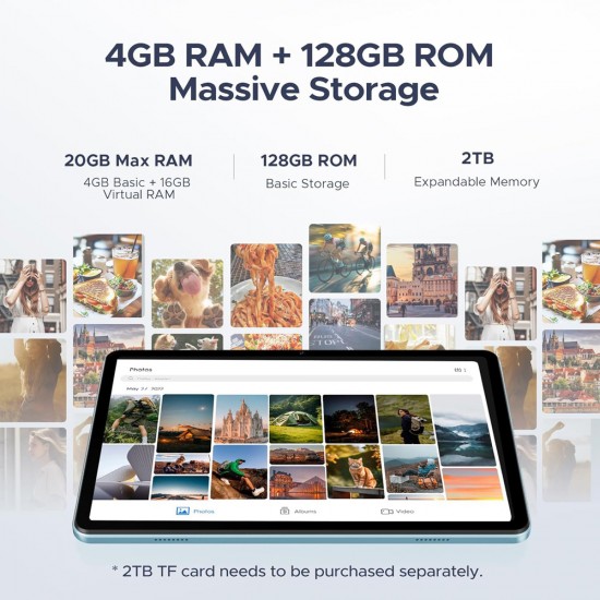 DOOGEE tablet Tab A9 Pro με πληκτρολόγιο/ποντίκι/στυλό αφής/θήκη, 10.1", 4/128GB, Android 15, 6580mAh, γκρι