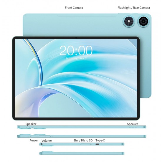 TECLAST tablet P50 με πληκτρολόγιο/στυλό αφής/θήκη, 11", 4/128GB, 4G, Android 15, 7000mAh, μπλε