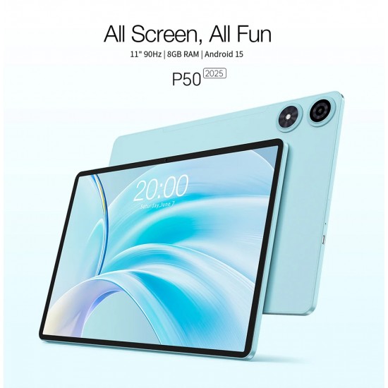 TECLAST tablet P50 με πληκτρολόγιο/στυλό αφής/θήκη, 11", 4/128GB, 4G, Android 15, 7000mAh, μπλε