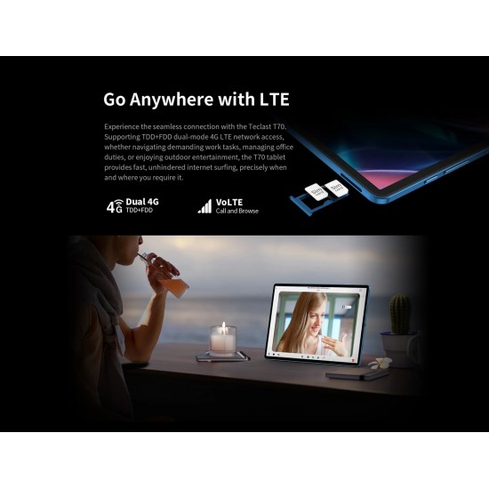 TECLAST tablet T70, 14", 8/128GB, 4G, Android 14, 10000mAh, μπλε