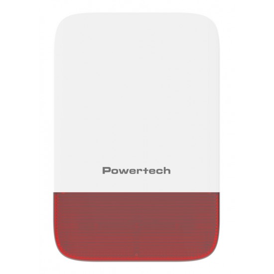 POWERTECH σειρήνα PT-1608, εξωτερικού χώρου, IP65, 433MHz, 120dB, 5000mAh, κόκκινη