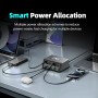 POWERTECH σταθμός φόρτισης PT-1623, USB/3x USB-C/2x USB-C καλώδια, GaN, 160W, μαύρος