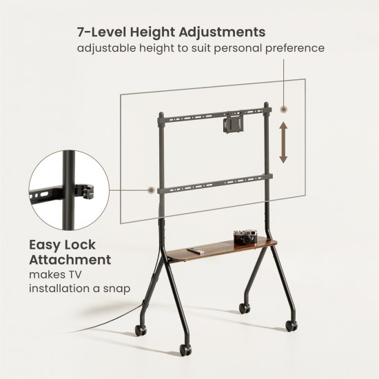 BRATECK βάση τηλεόρασης δαπέδου FS66-46F-01, 37-86", έως 80kg, με ράφι & ροδάκια