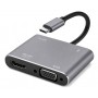 POWERTECH docking station CAB-UC101, 4 θυρών, USB-C, 4K, 100W, γκρι