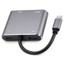 POWERTECH docking station CAB-UC101, 4 θυρών, USB-C, 4K, 100W, γκρι