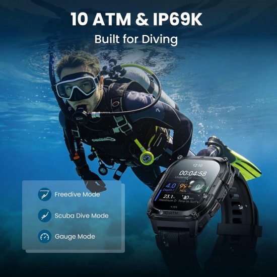 KOSPET smartwatch TANK M4, heart rate, 1.96" AMOLED, GPS, 10 ATM & IP69K, μαύρο
