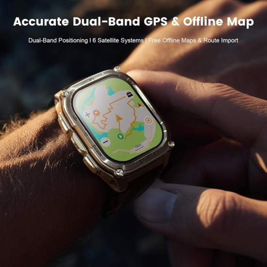 KOSPET smartwatch TANK M4, heart rate, 1.96" AMOLED, GPS, 10 ATM & IP69K, μαύρο