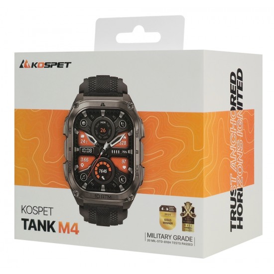 KOSPET smartwatch TANK M4, heart rate, 1.96" AMOLED, GPS, 10 ATM & IP69K, μαύρο