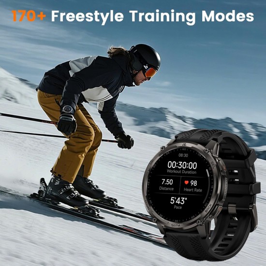 KOSPET smartwatch TANK T4C, heart rate, 1.5" AMOLED, GPS, 5 ATM & IP69K, με φακό, μαύρο