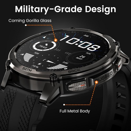 KOSPET smartwatch TANK T4C, heart rate, 1.5" AMOLED, GPS, 5 ATM & IP69K, με φακό, μαύρο