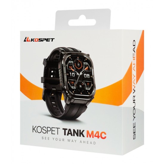 KOSPET smartwatch TANK M4C, heart rate, 1.96" AMOLED, GPS, 5 ATM & IP69K, με φακό, μαύρο