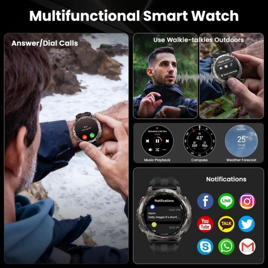 KOSPET smartwatch TANK T4, heart rate, 1.43" AMOLED, GPS, 10 ATM & IP69K, μαύρο