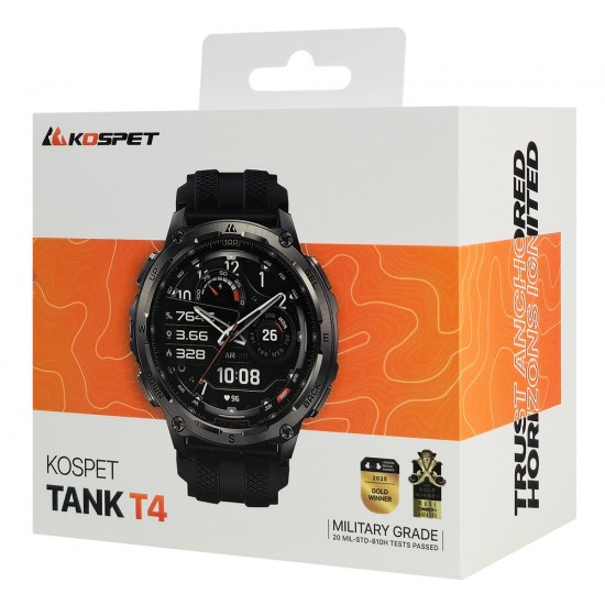 KOSPET smartwatch TANK T4, heart rate, 1.43" AMOLED, GPS, 10 ATM & IP69K, μαύρο